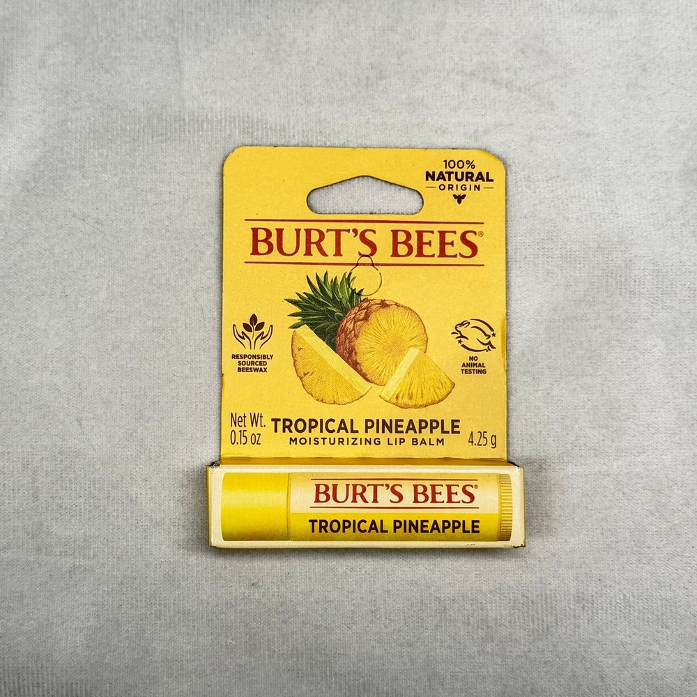 Burt's Bees Lip Balm Tropical Pineapple Moisturizing 0.15 oz New